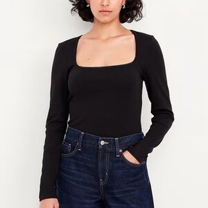 Banana Republic Black Long Sleeve Square Neck Top size XS